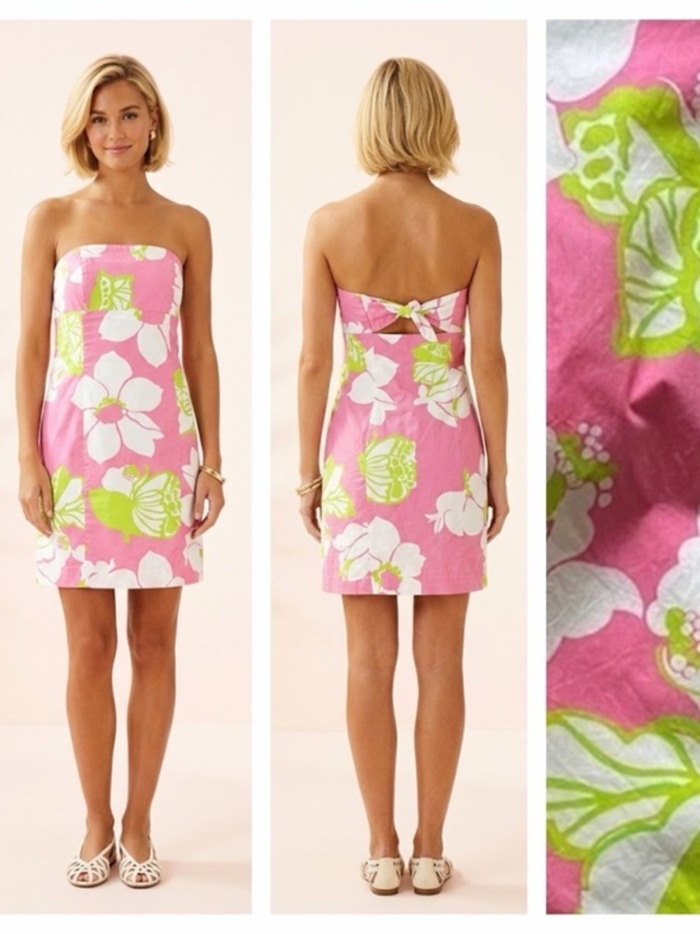 Lilly Pulitzer Pink Green Hotty Pink She’s A Piston Franco Strapless Dress 6